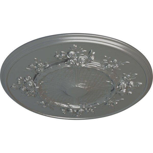 Flower Ceiling Medallion (Fits Canopies Up To 3 7/8), Hand-Painted Silver, 27OD X 1 1/8P